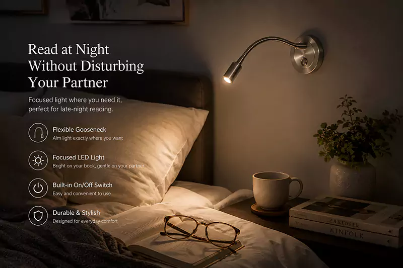 Wall Mounted LED Reading Light For Hotel Guest Rooms