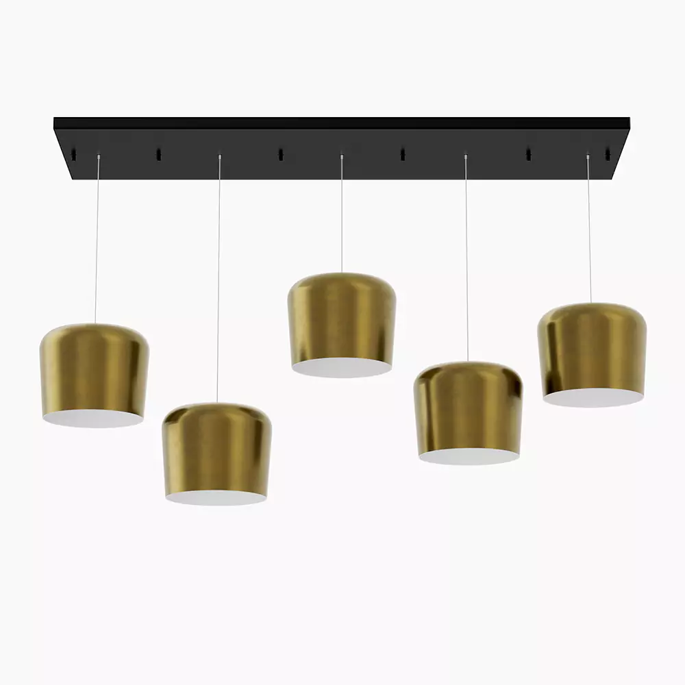 Multi-Port Brushed Brass Pendant Light