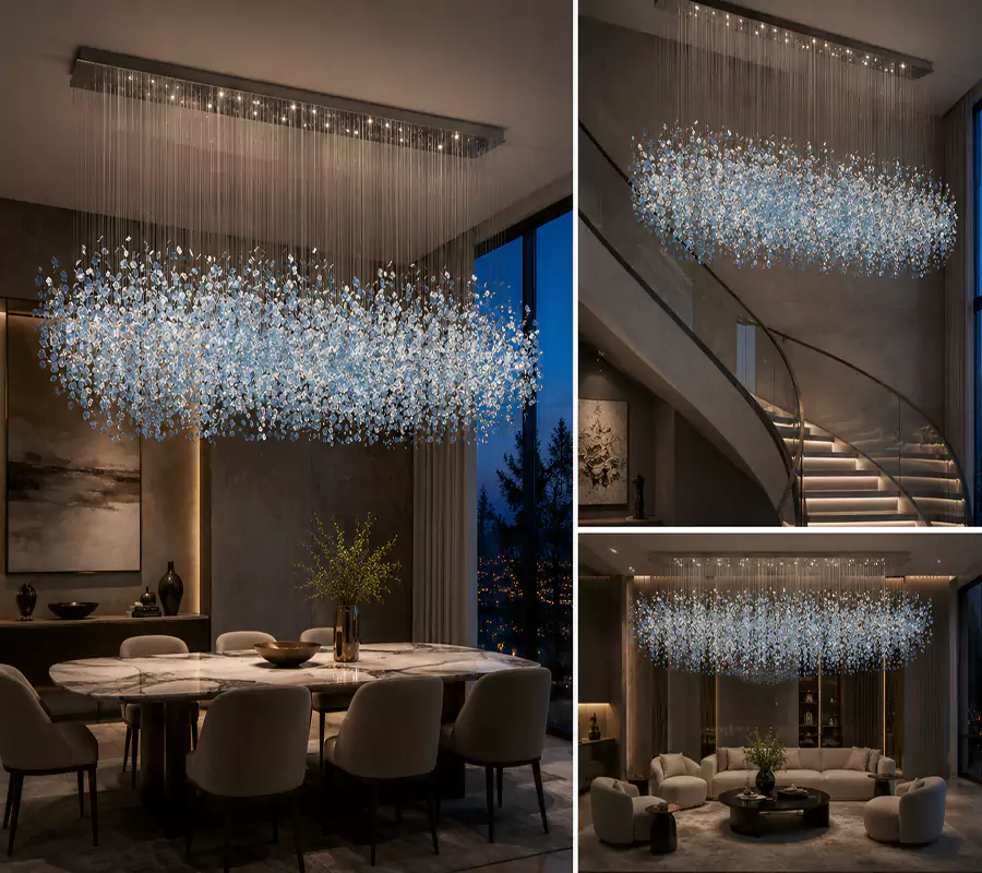 Floating Glass Leaf Chandelier