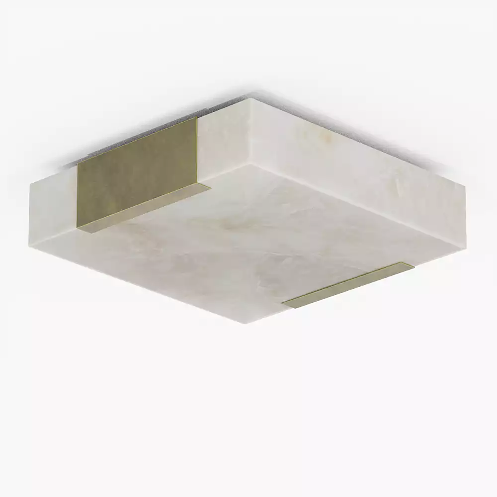 Square Alabaster Flush Mount Ceiling Light