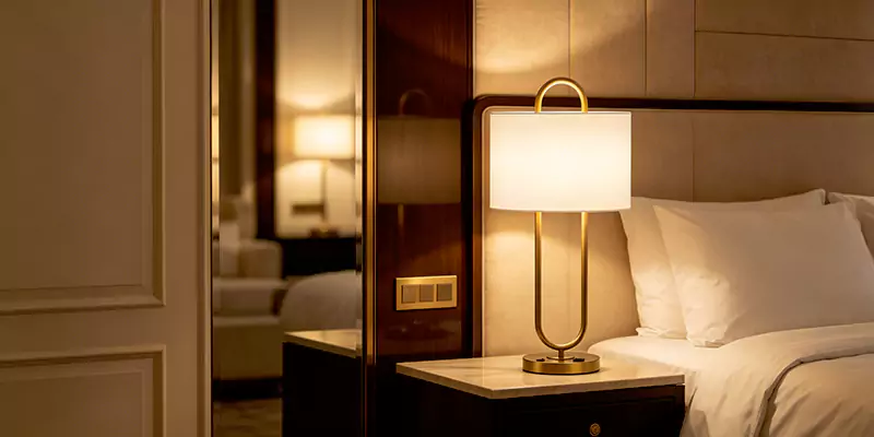 U-Shaped Brass Table Lamp