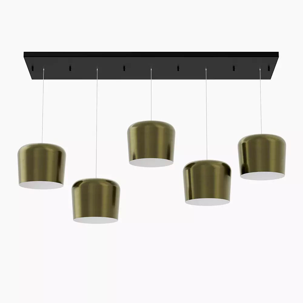 Multi-Port Brushed Brass Pendant Light