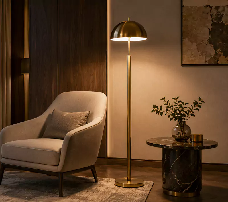 Brass Dome Mid Century Floor Lamp