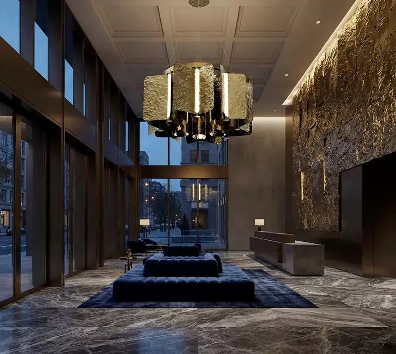Minoze Original Textured Brass Hospitality Chandelier