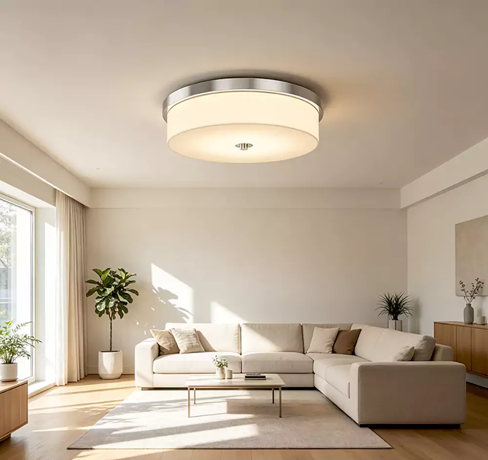 Brushed Nickel & Frosted White Ceiling Light