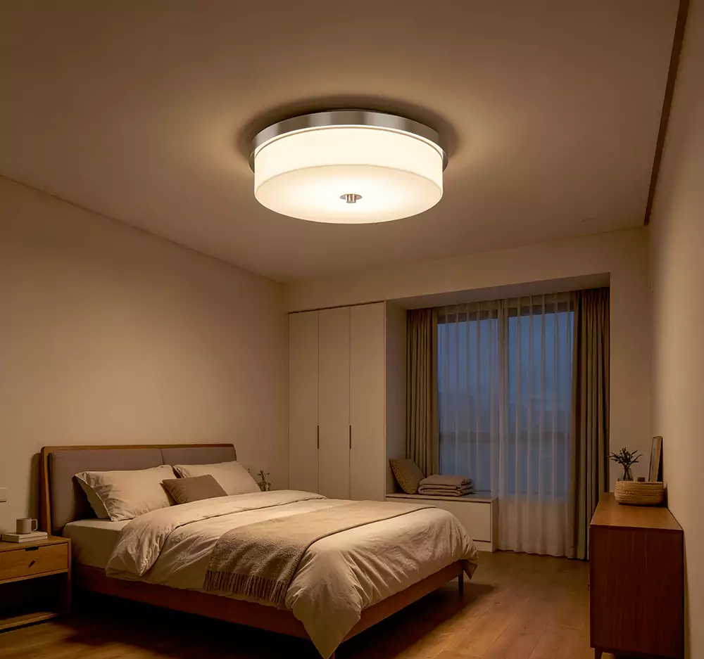 Brushed Nickel & Frosted White Ceiling Light