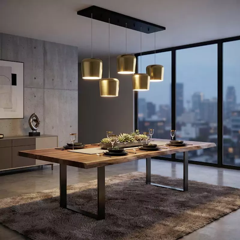 Multi-Port Brushed Brass Pendant Light