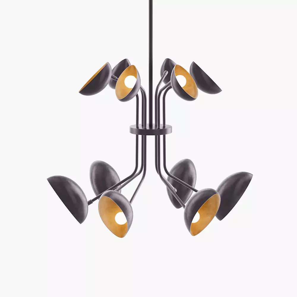 Minoze Original Designer Multi-Head Black & Gold Chandelier