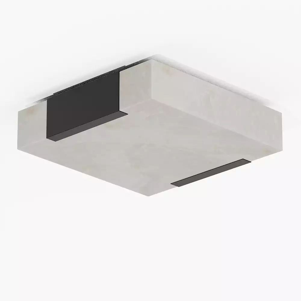 Square Alabaster Flush Mount Ceiling Light