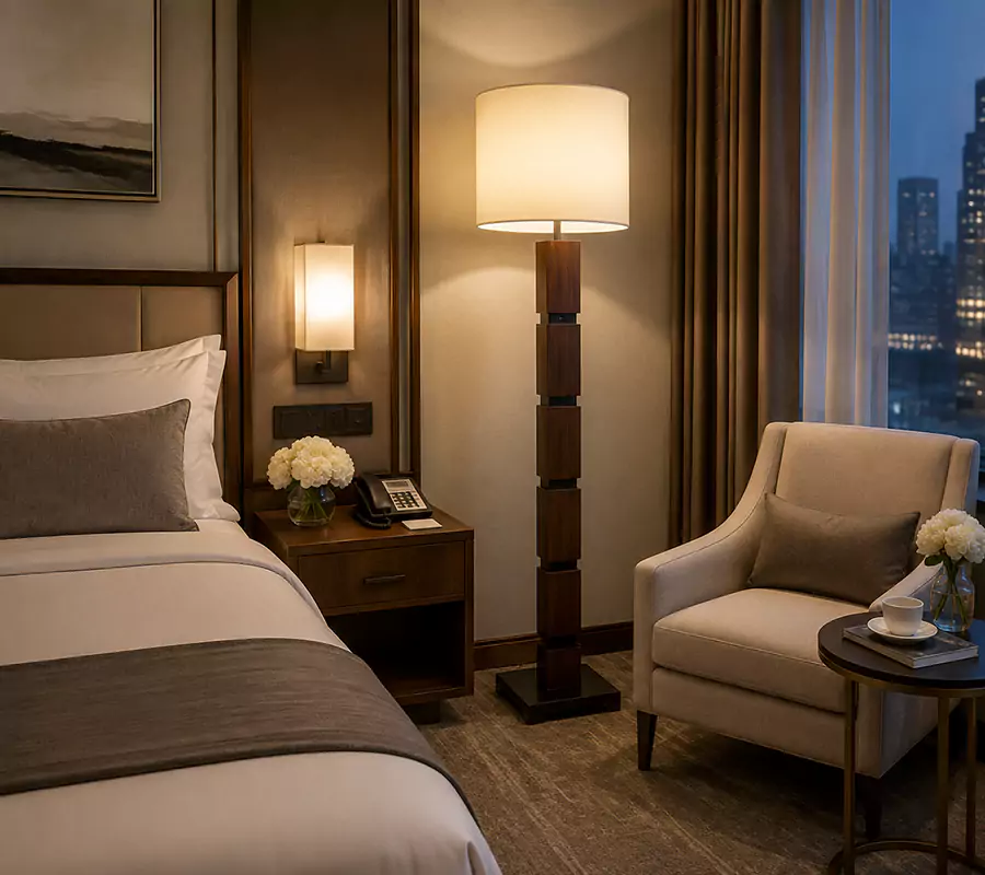 Wood Column Floor Lamp