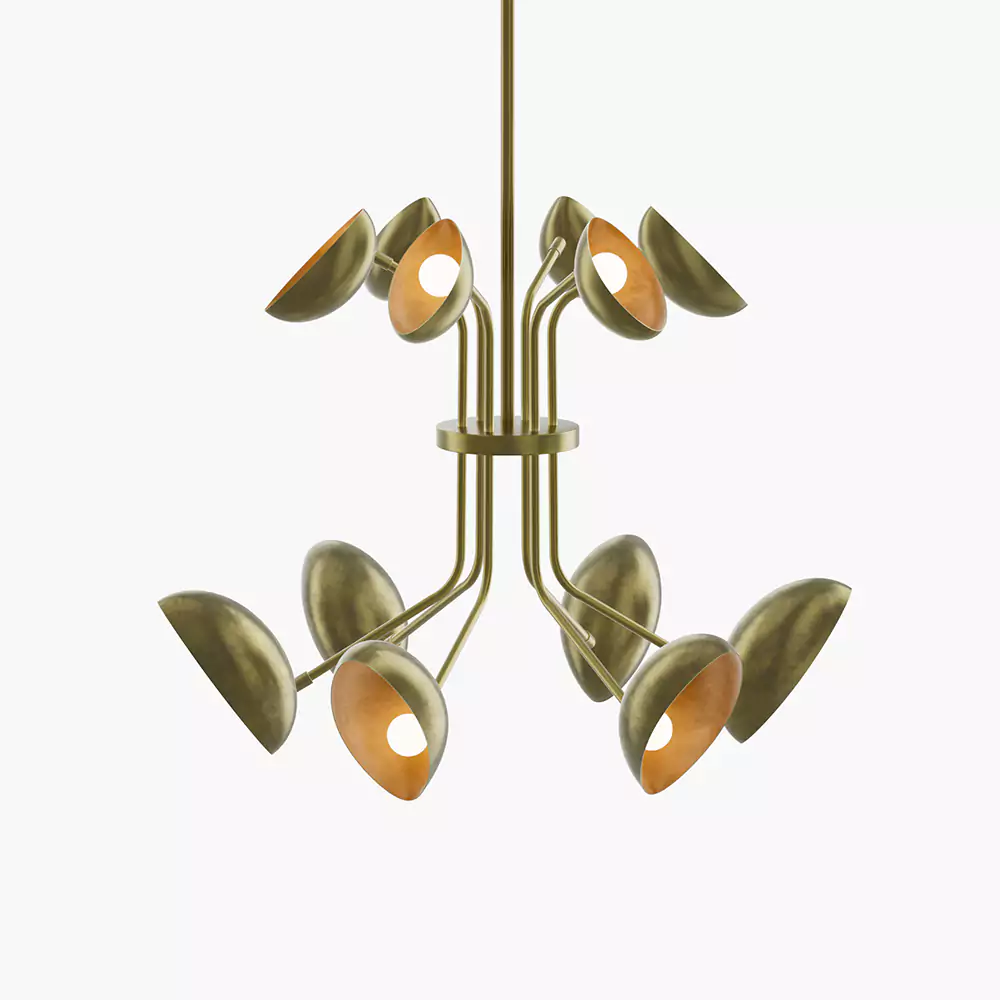 Minoze Original Designer Multi-Head Black & Gold Chandelier