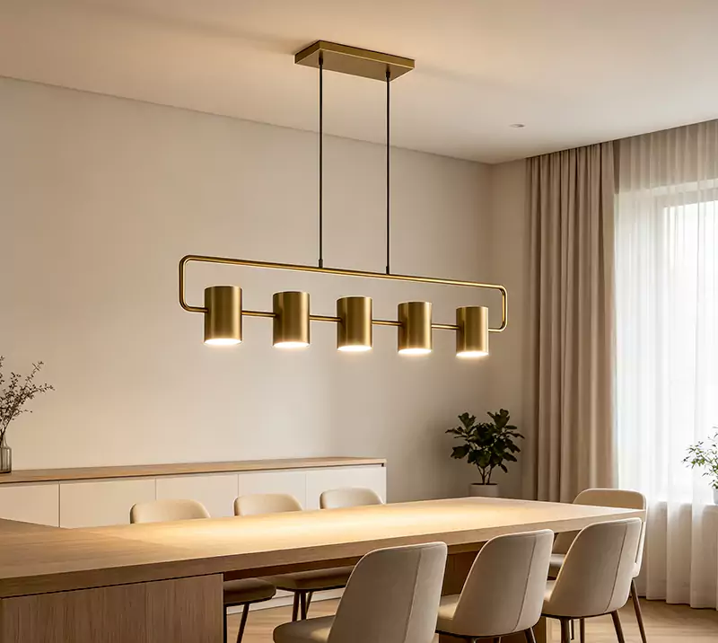 Modern Brass Linear Chandelier