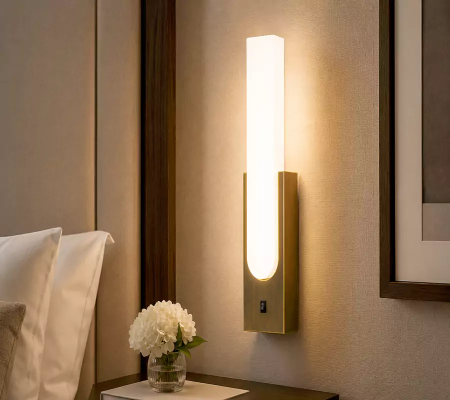Antique Brass Wall Sconces with Acrylic Shade