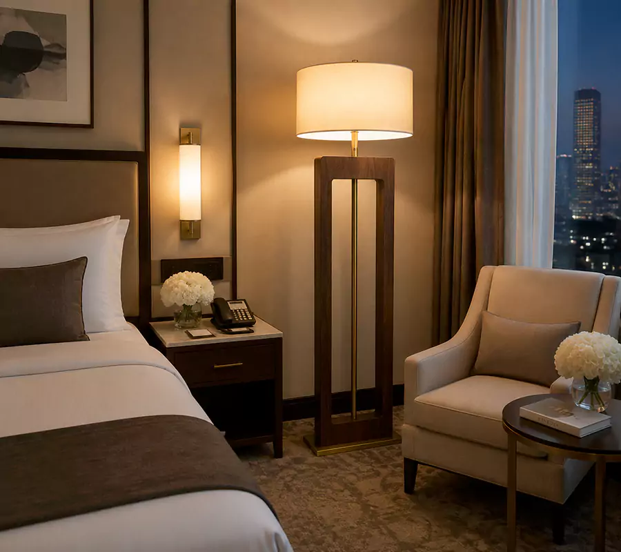 Rectangular Wood Frame  Floor Lamp