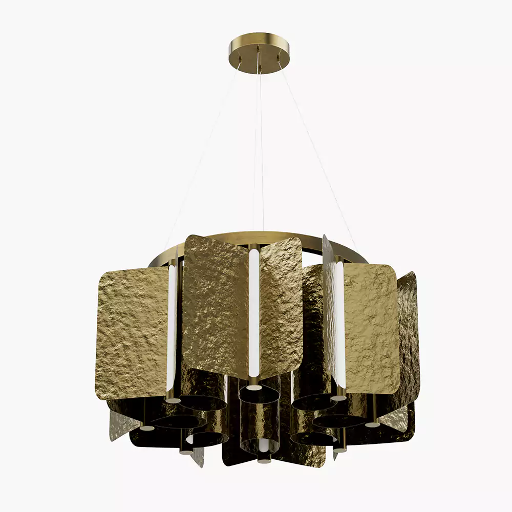Minoze Original Textured Brass Hospitality Chandelier