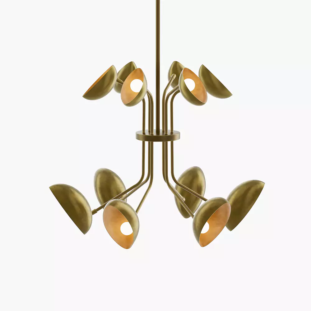 Minoze Original Designer Multi-Head Black & Gold Chandelier