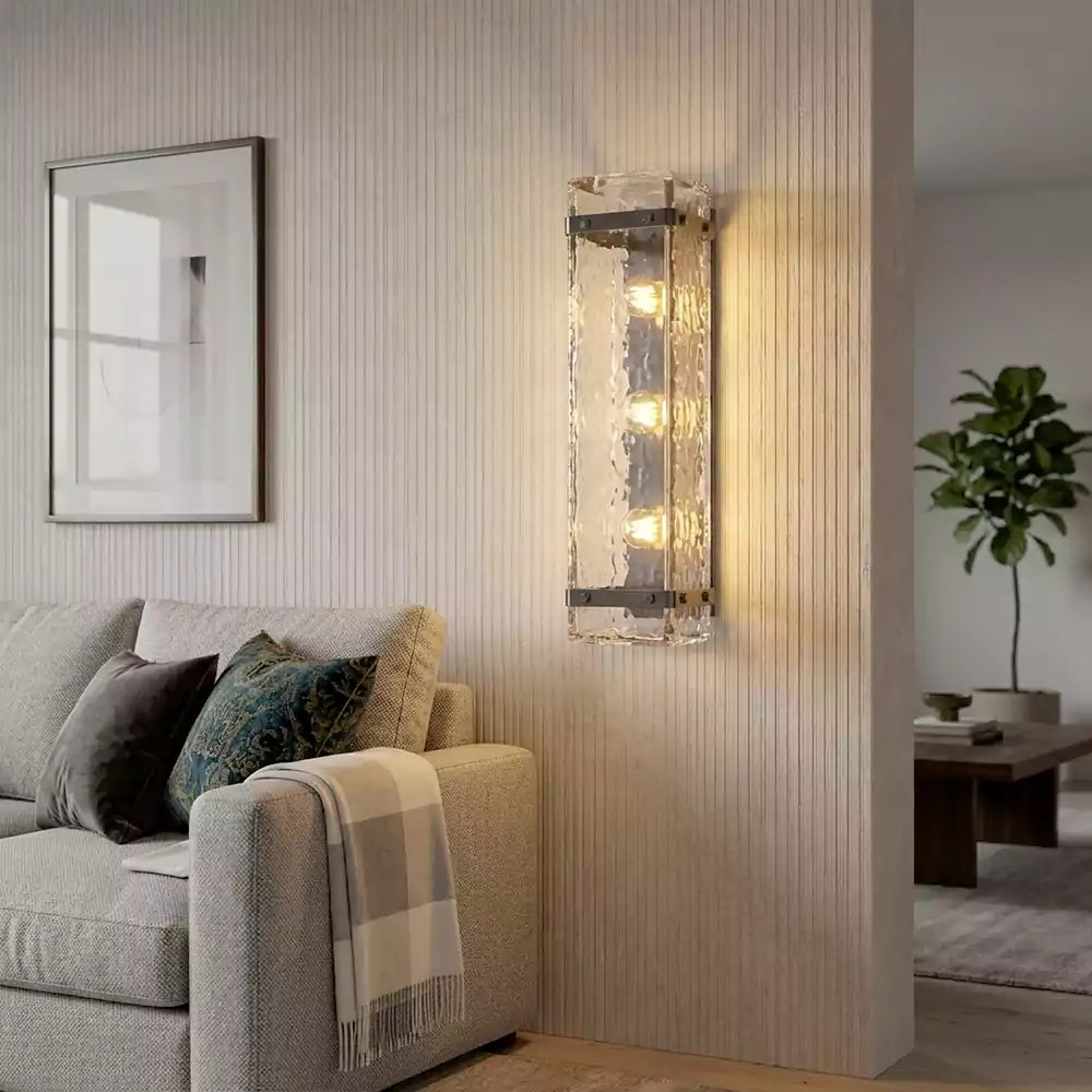 Rectangular Textured Glass Wall Sconce | Minoze Lighting
